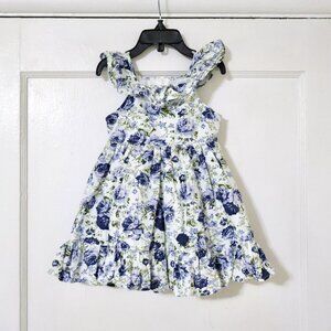 Popatu Blue Floral Infant Dress Size 18M Boho Cottagecore Church Easter